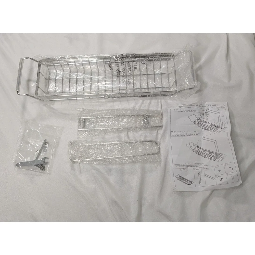 Retractable Sink Basket For Extra Storage‎ Silver Open Box